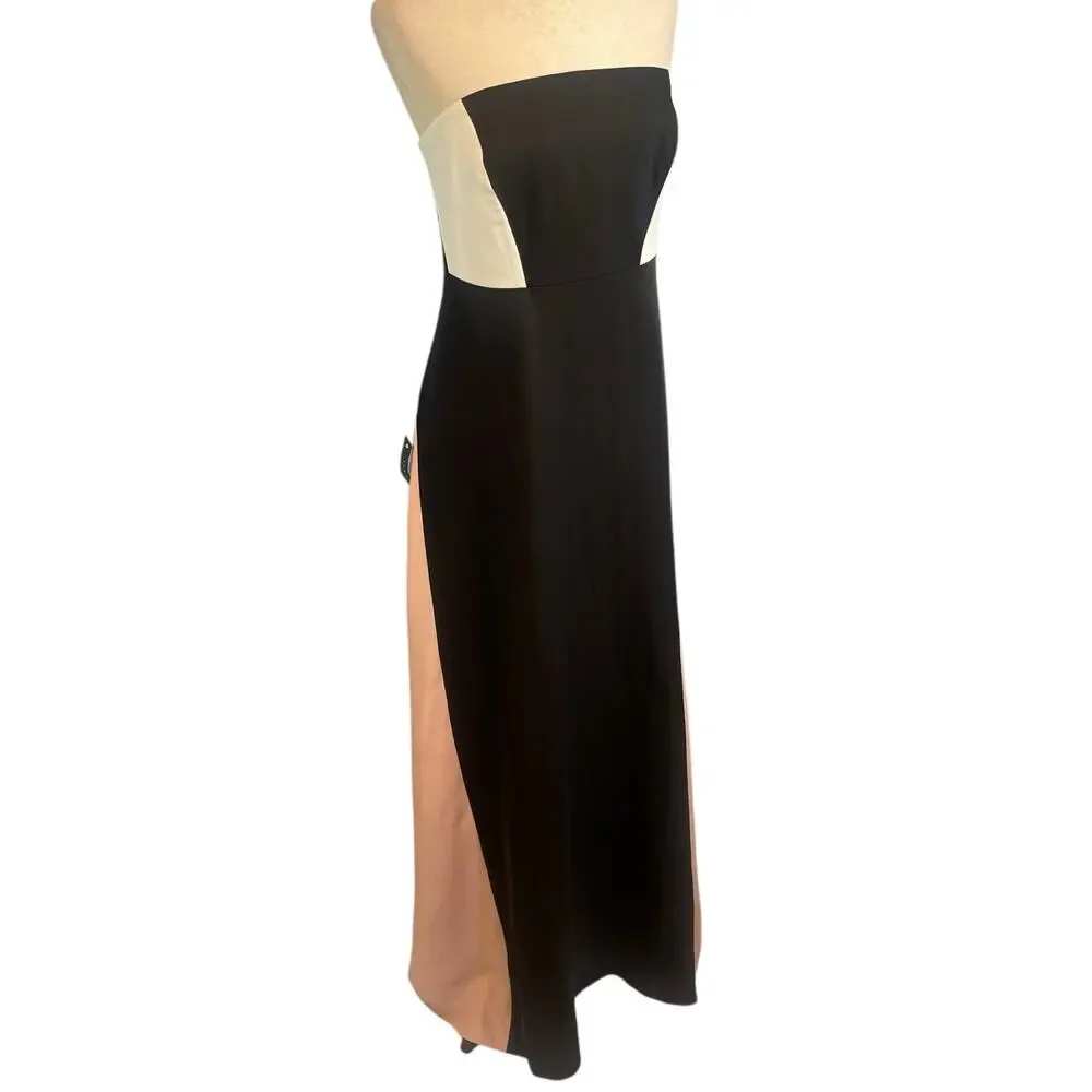 Ann Taylor Strapless Colorblock Formal Dress Gown Black Shell Pink Size 4 NWT - Picture 3 of 7